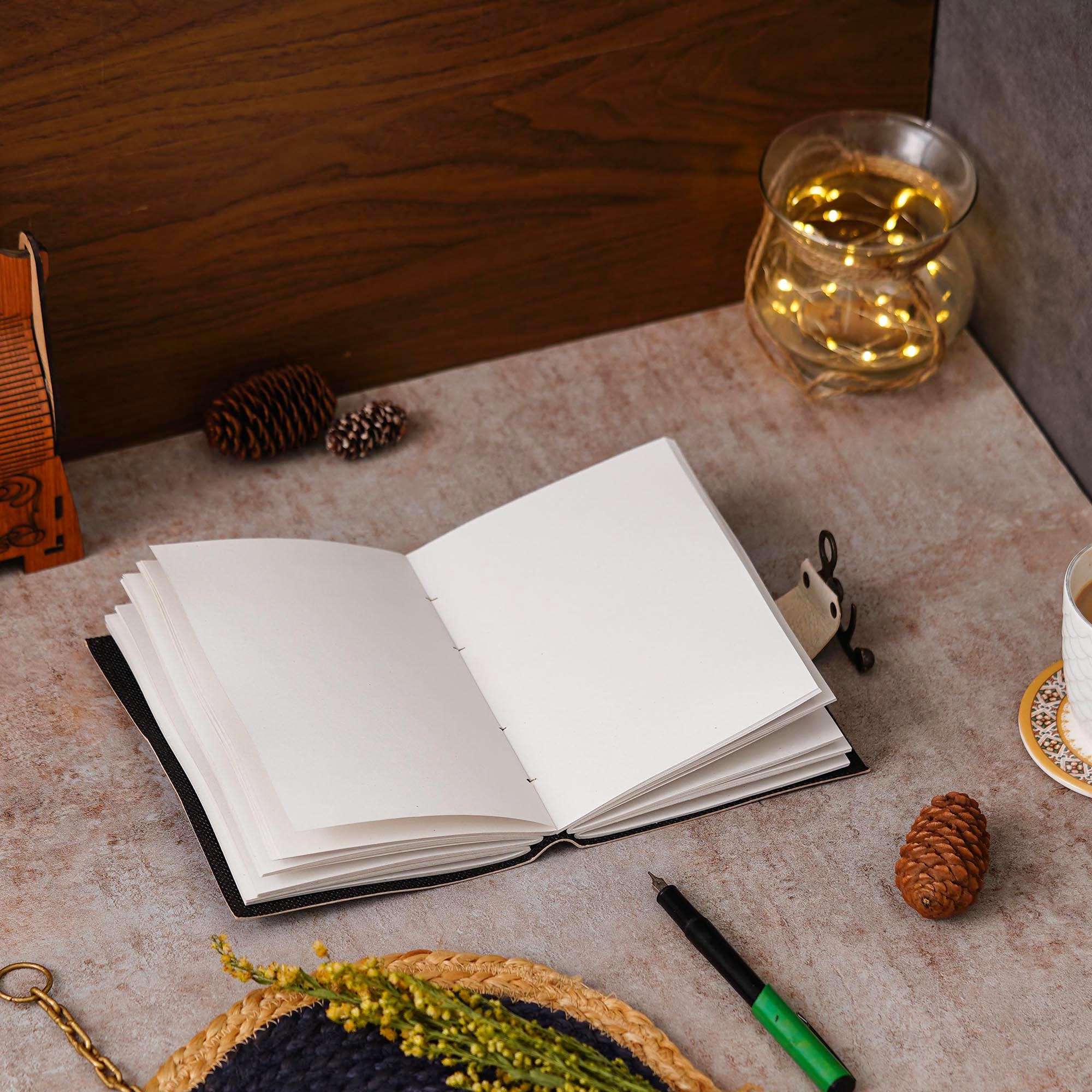 Vintage Handmade Genuine Leather Diary Journal | Premium Antique String Closure | 200 Handmade Unruled Pages DIARY-53 - Image 2