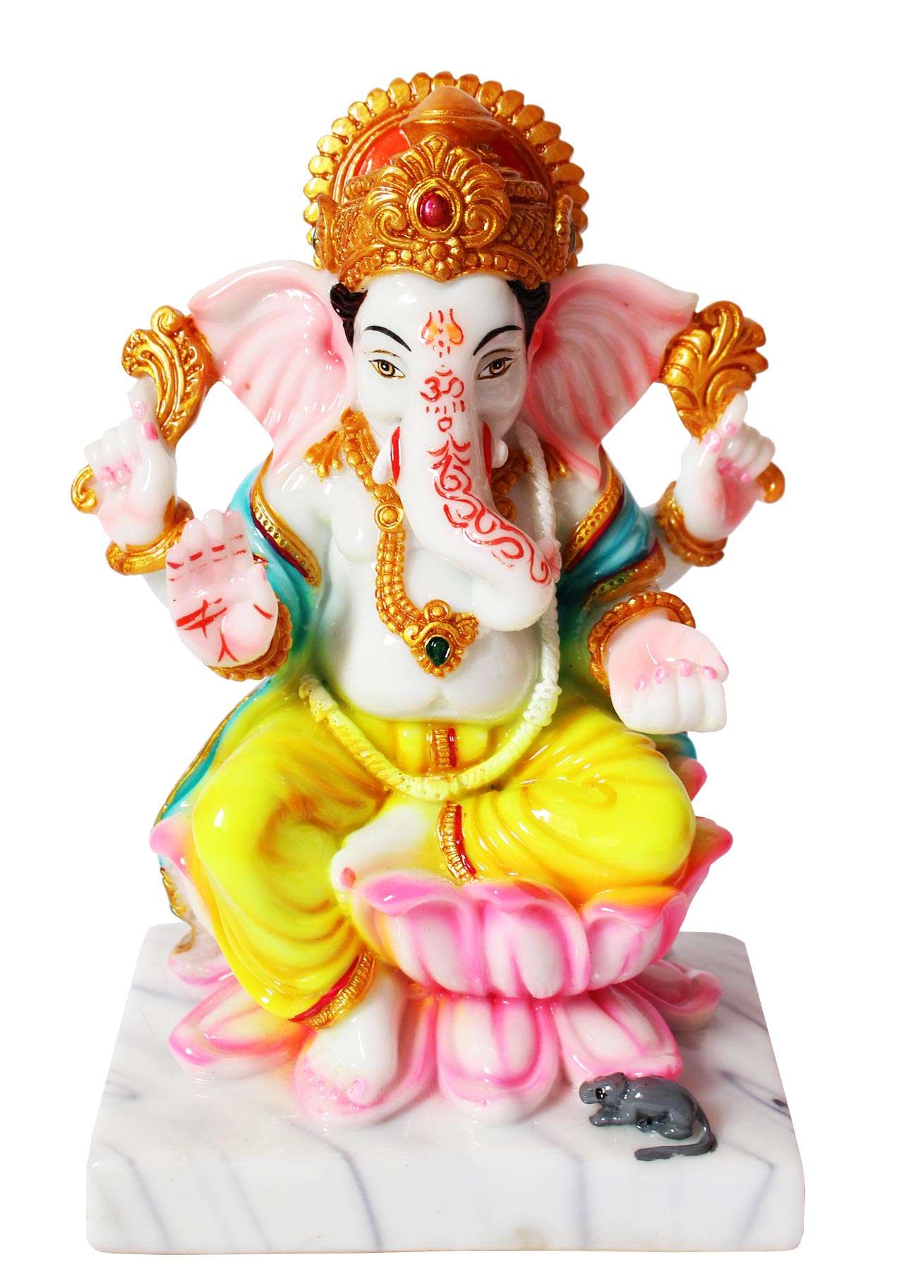 Hindu Deities Lakshmi and Ganesha Marble Statue (7 Inch) - Image 3