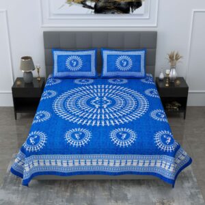 Jaipuri Cotton Printed Double Bedsheet With Two Pillow Covers
