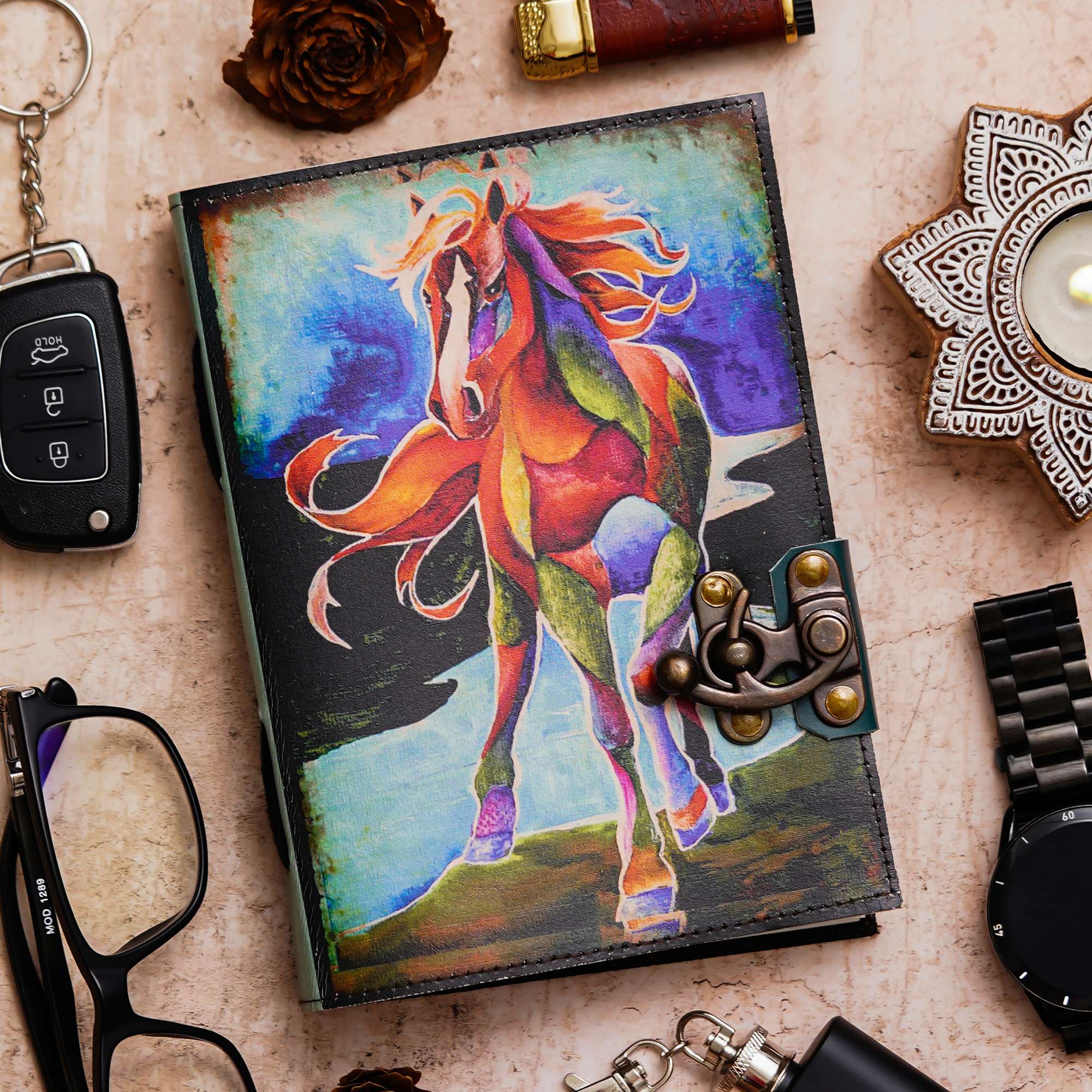 Vintage Handmade Genuine Leather Diary Journal | Premium Antique String Closure | 200 Handmade Unruled Pages DIARY-61