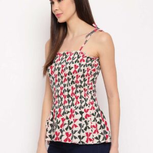 Women's Rayon Printed Casual Summer Style Tie Shoulder Straps Free Size Tank Top ( Multi16